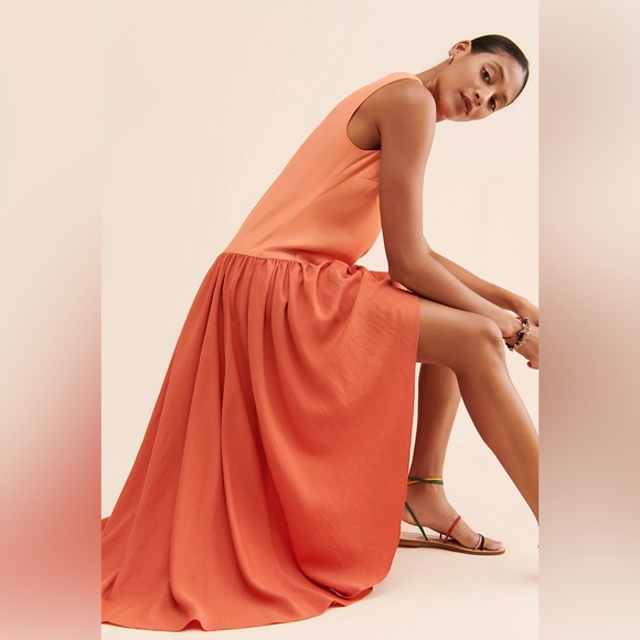 Hutch Orange Asymmetrical Halter Sundress Resort Wear - Picture 2 of 5